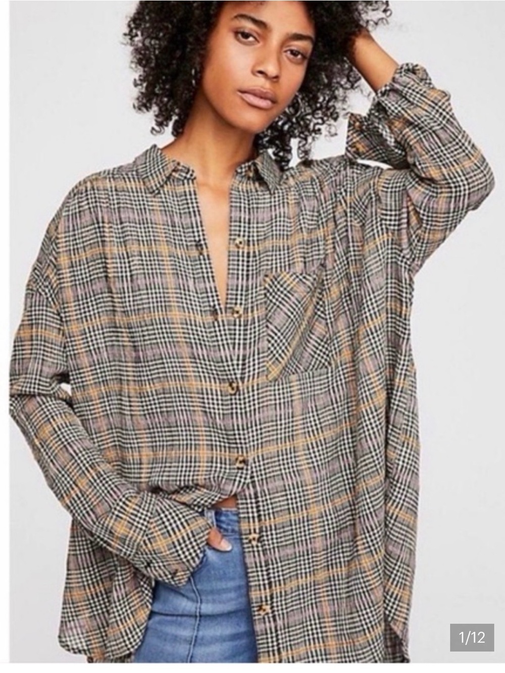 ⭐️Free People Break My Stride Plaid Button down Top⭐️